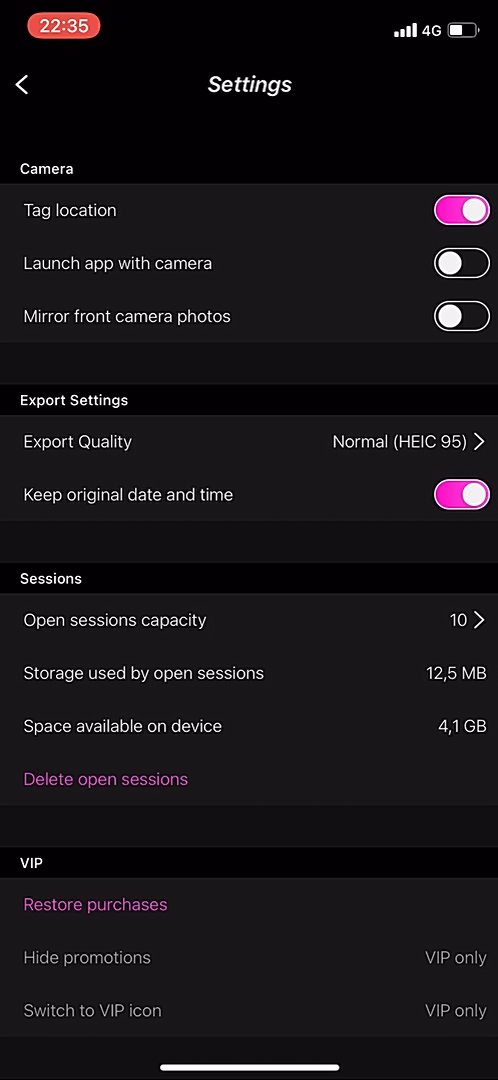 Facetune2 - Settings
