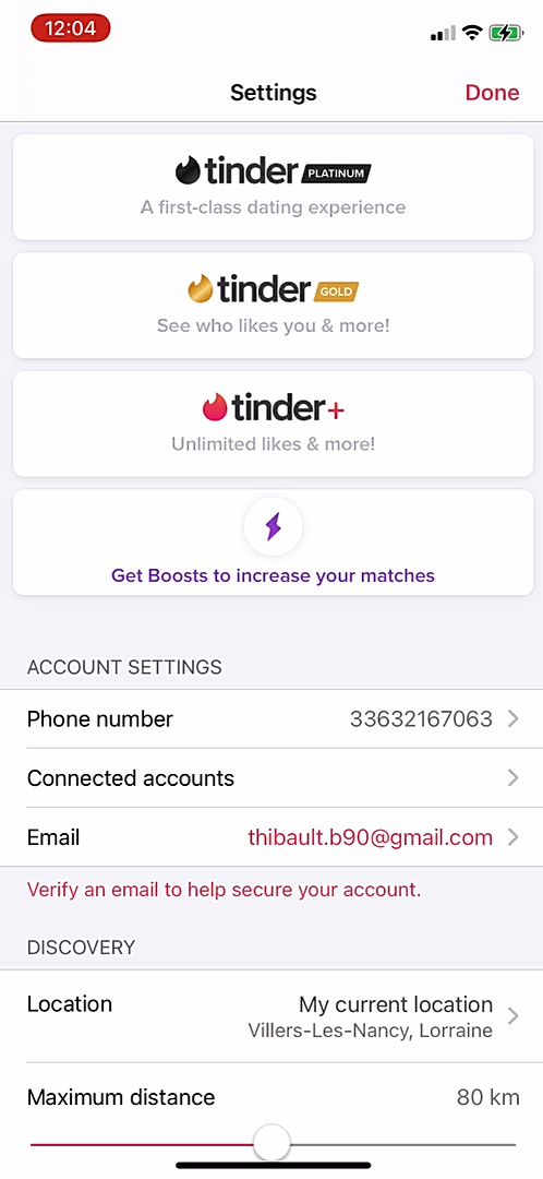 Tinder - Buying credits - Screen 1