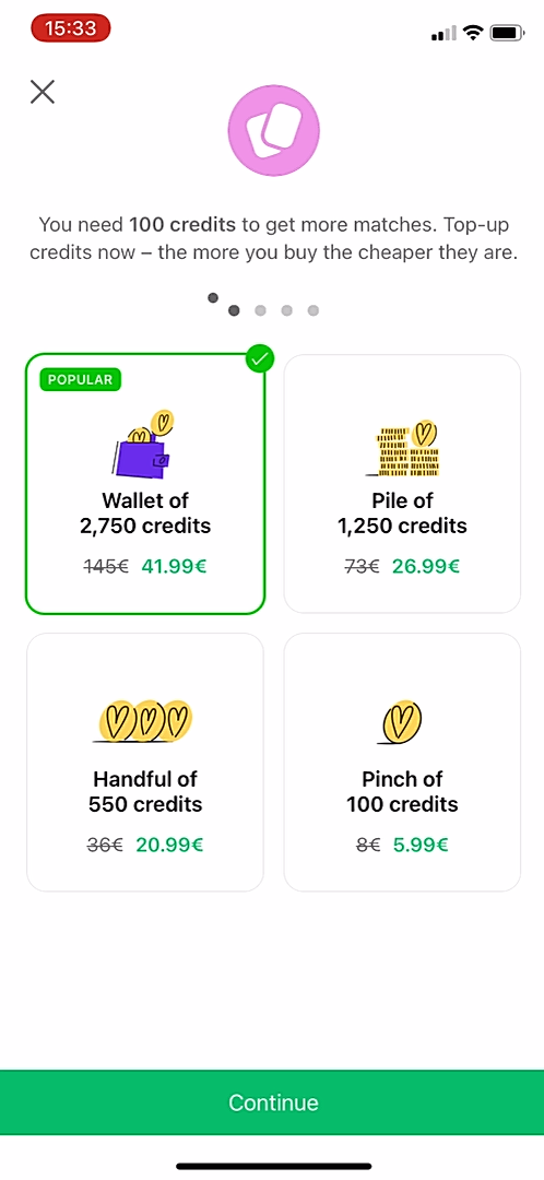 Badoo - Buying credits - Screen 4