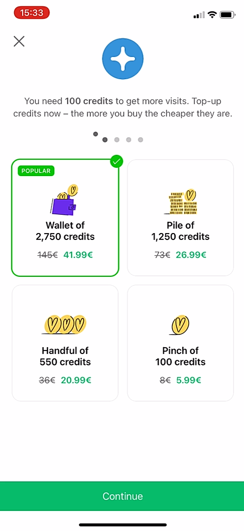 Badoo - Buying credits - Screen 3