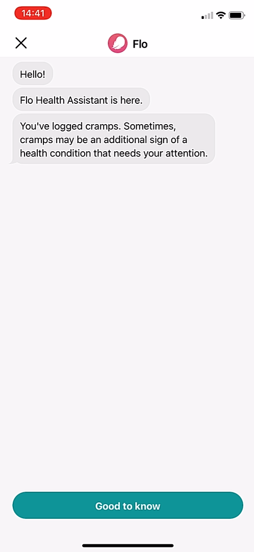 Flo - Completing a diary - Screen 6