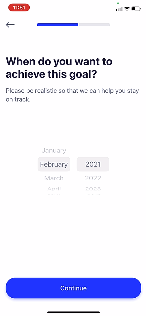 Moka - Setting up a goal - Screen 5
