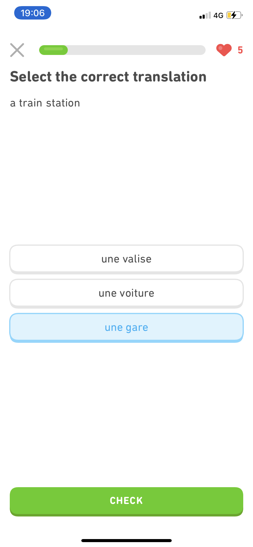 Duolingo - Doing a session - Screen 4