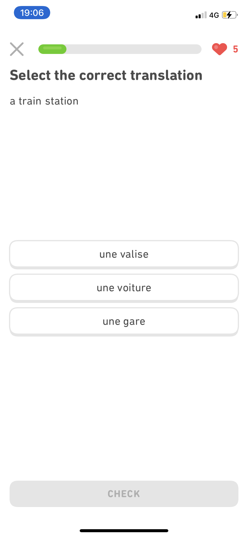 Duolingo - Doing a session - Screen 3
