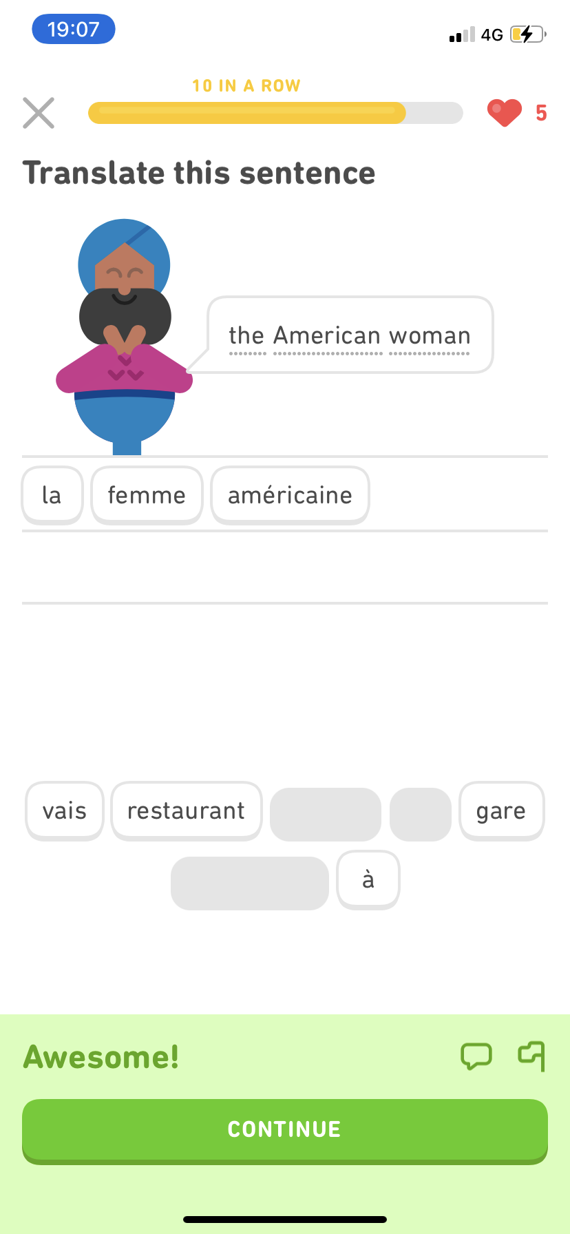Duolingo - Doing a session - Screen 12