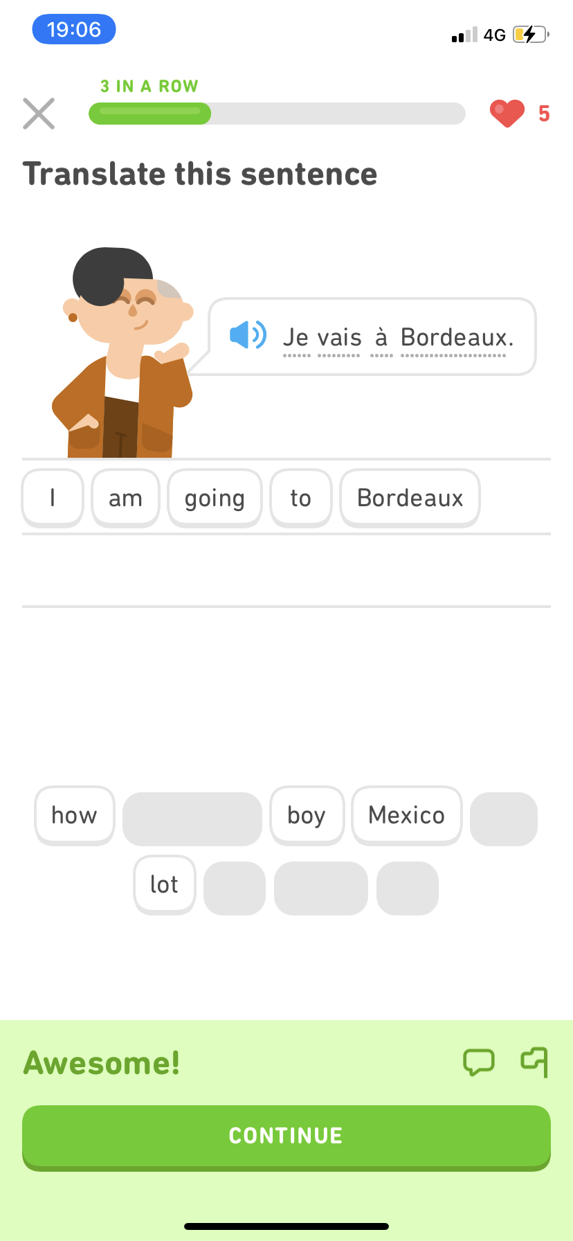 Duolingo - Doing a session