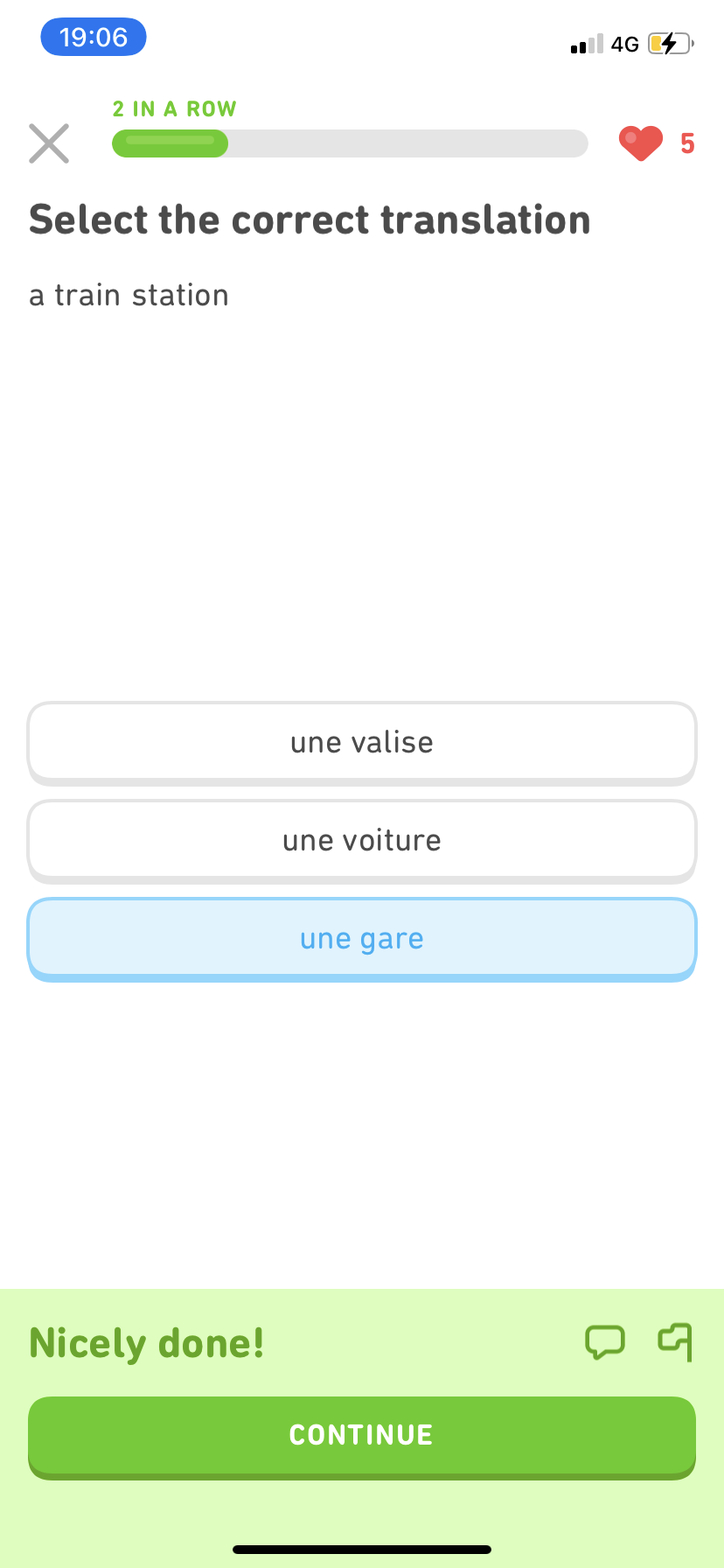 Duolingo - Doing a session - Screen 5