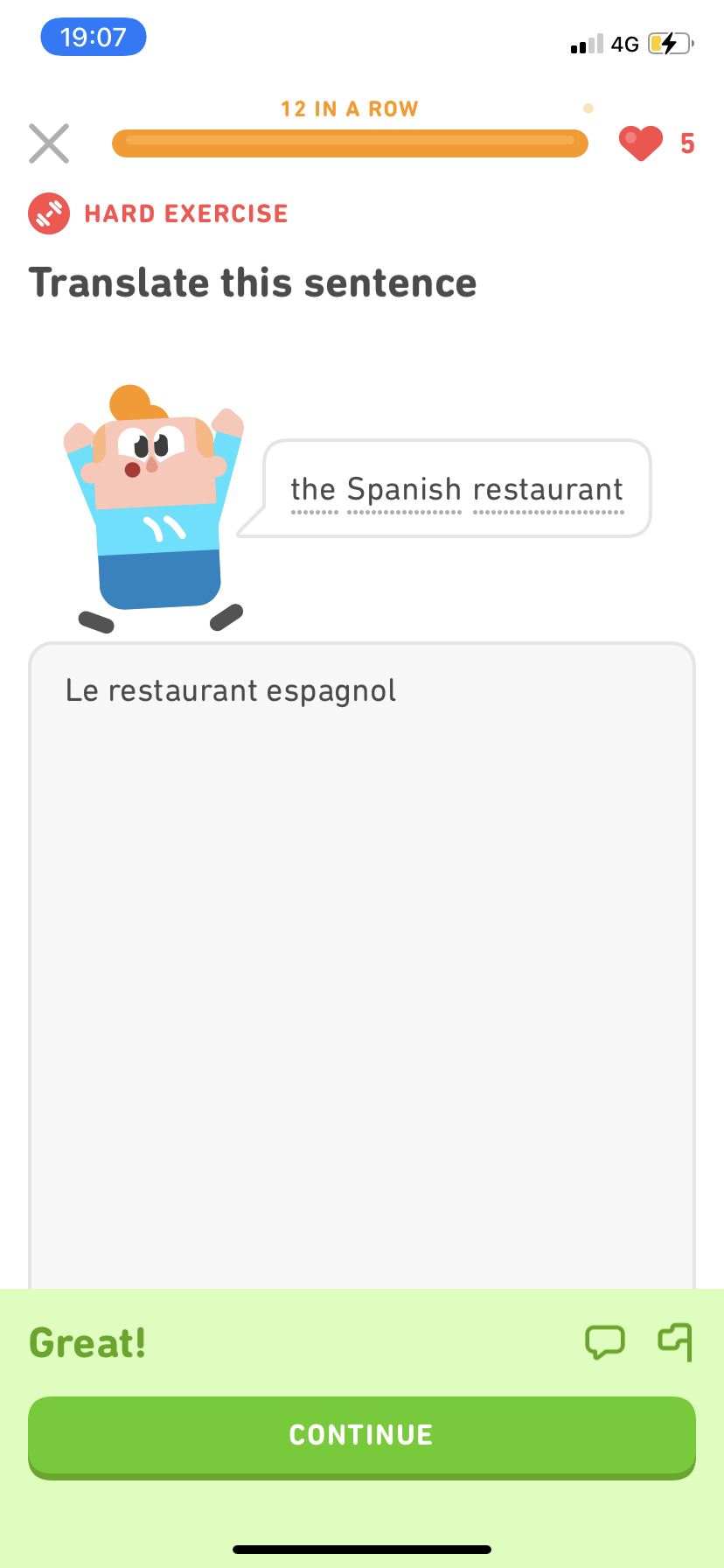 Duolingo - Doing a session - Screen 16