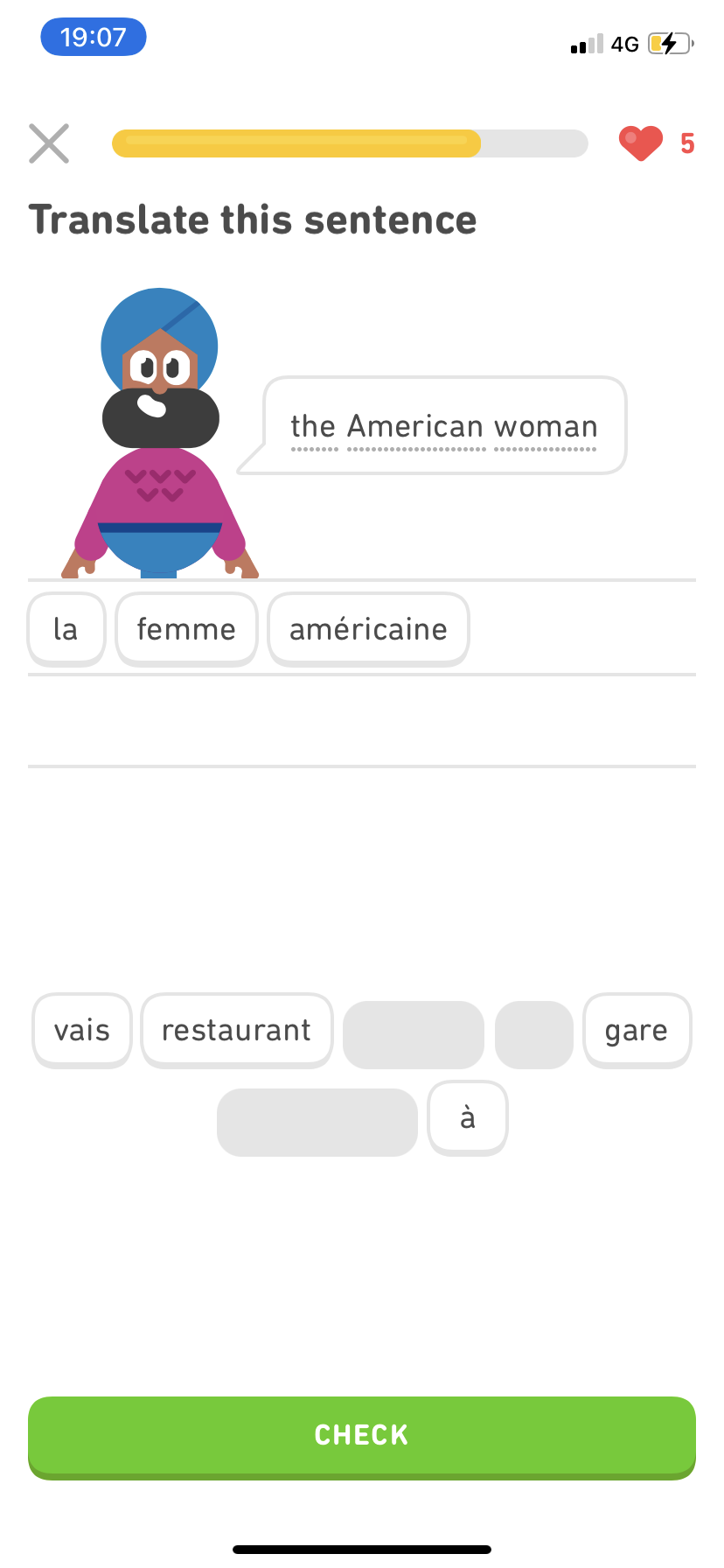 Duolingo - Doing a session - Screen 11