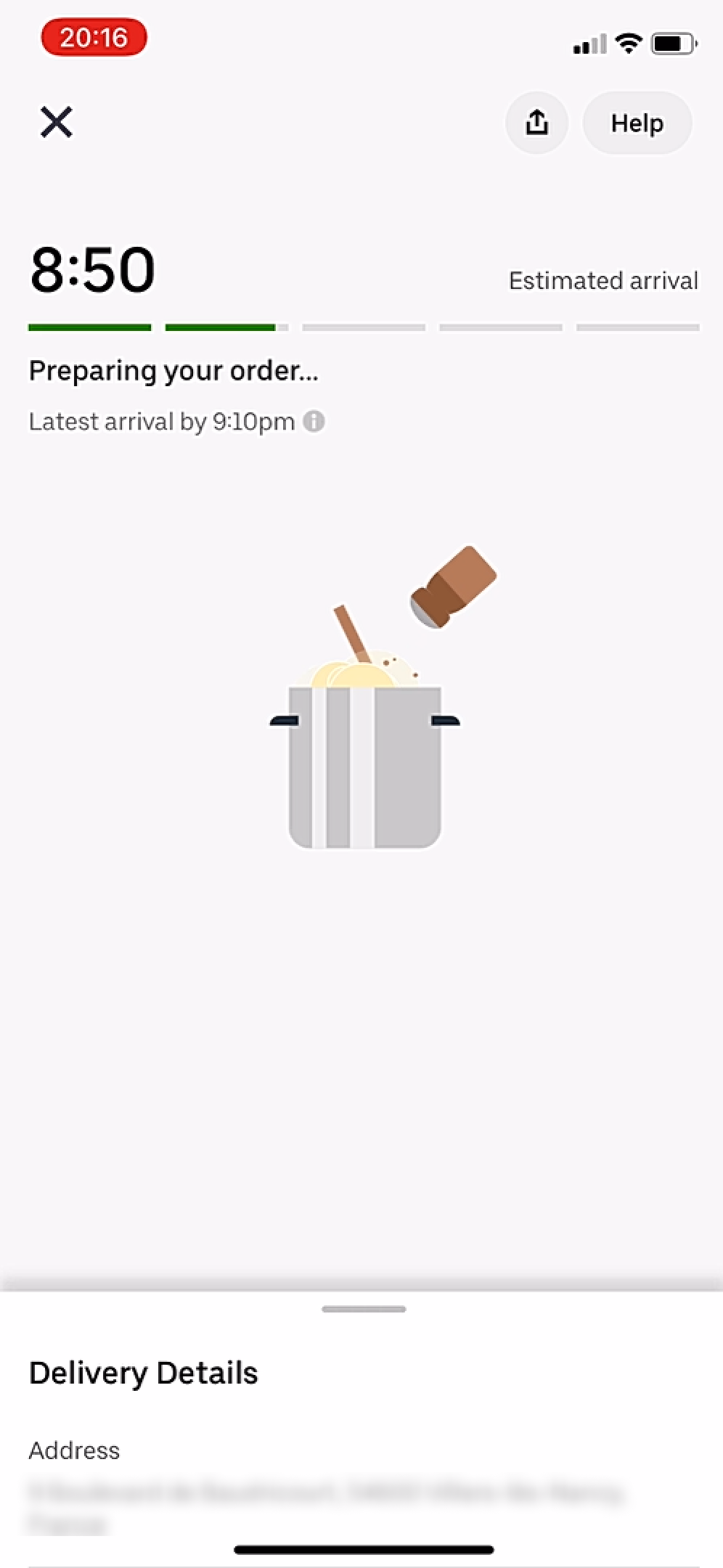 Uber Eats - Buying something