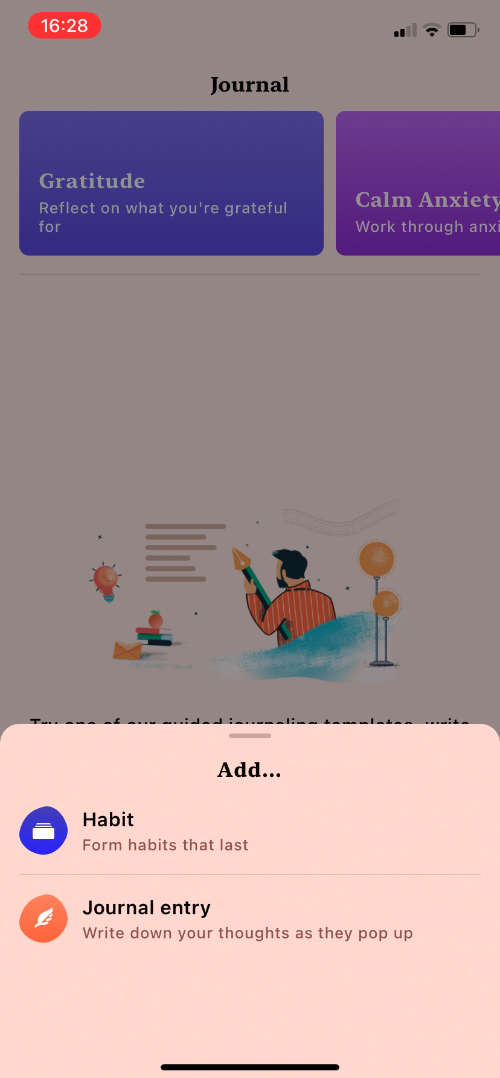 Tangerine - Completing a diary - Screen 1