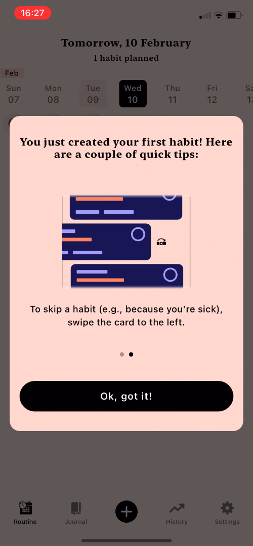 Tangerine - Creating a habit - Screen 7
