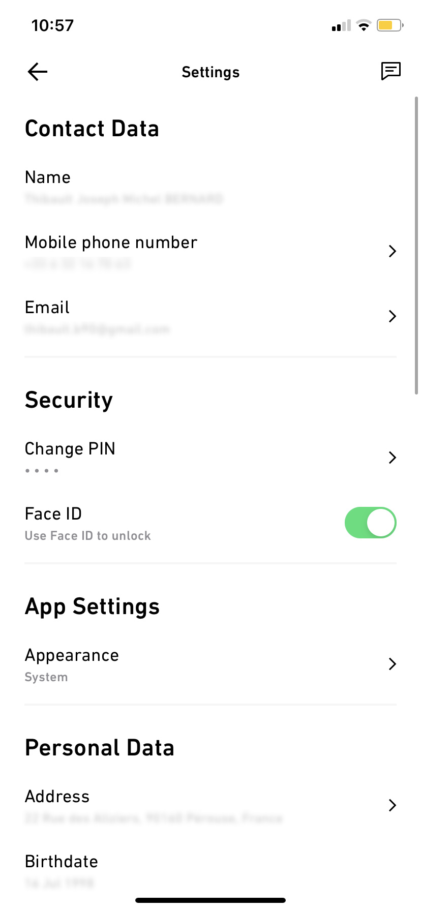 Trade Republic - Settings