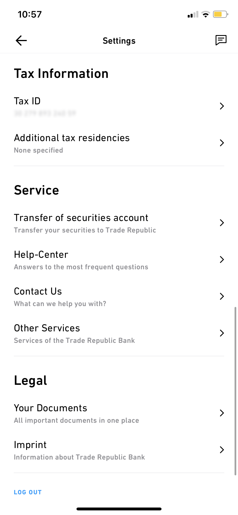 Trade Republic - Settings - Screen 4