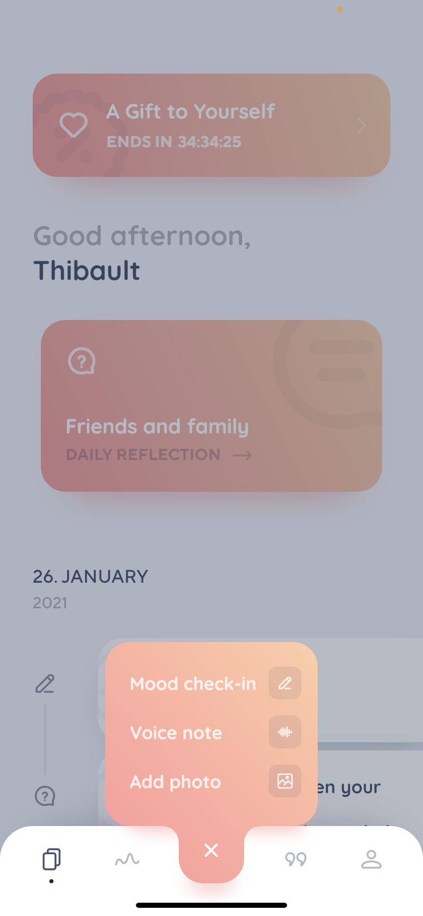 Reflectly - Completing a diary - Screen 2