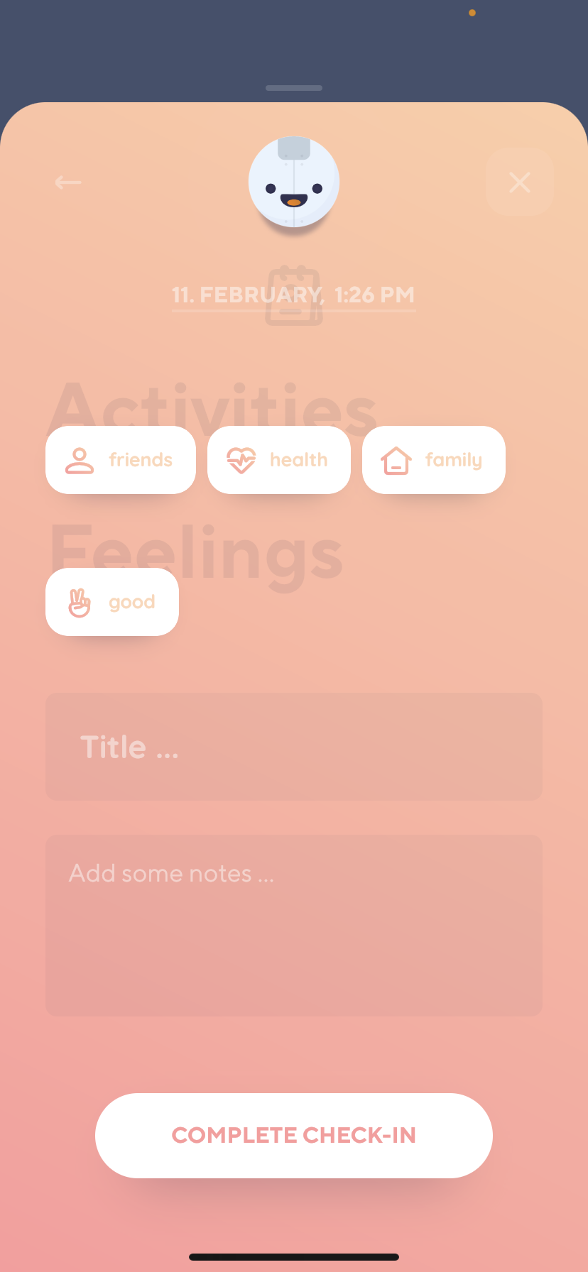 Reflectly - Completing a diary - Screen 7