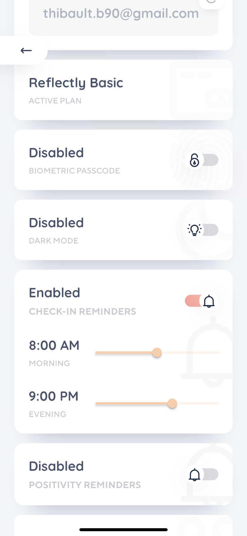 Reflectly - Settings - Screen 3