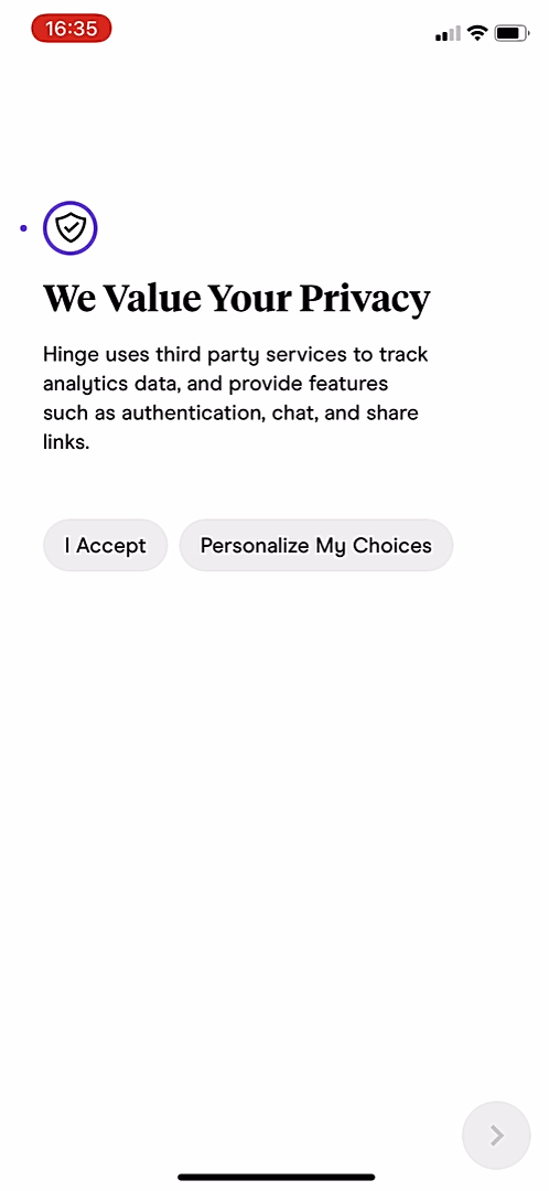 Hinge - Onboarding - Screen 29