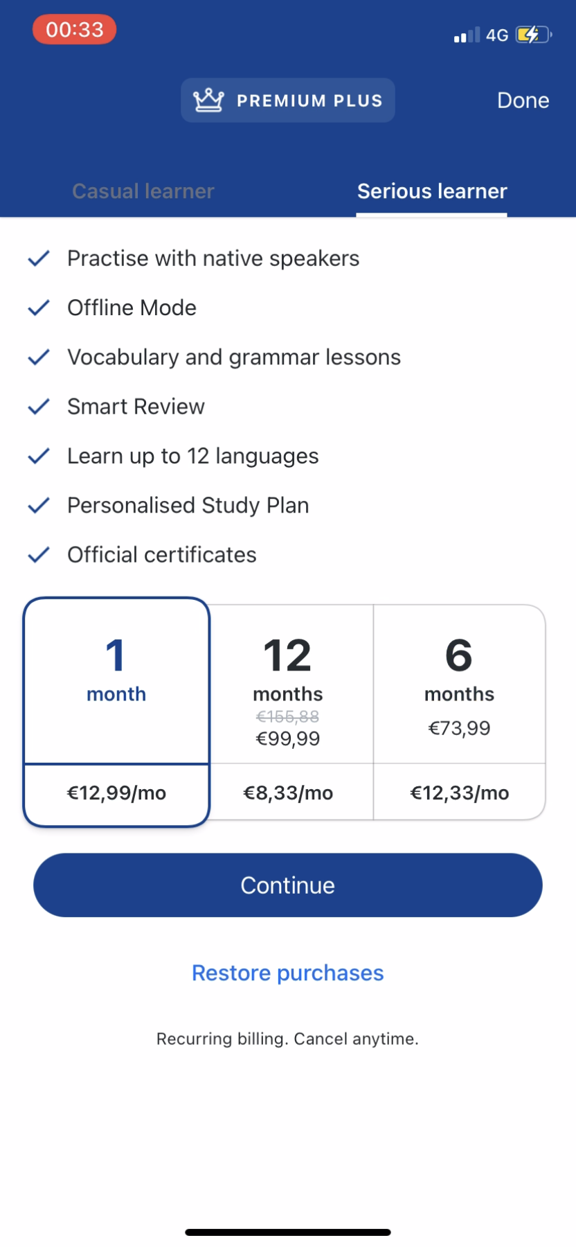 Busuu - Upgrading - Screen 4