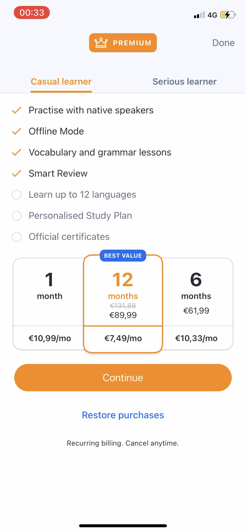 Busuu - Upgrading - Screen 5