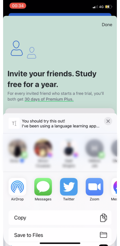 Busuu - Invite a friend - Screen 3