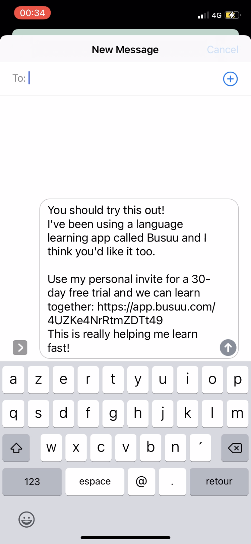 Busuu - Invite a friend - Screen 4