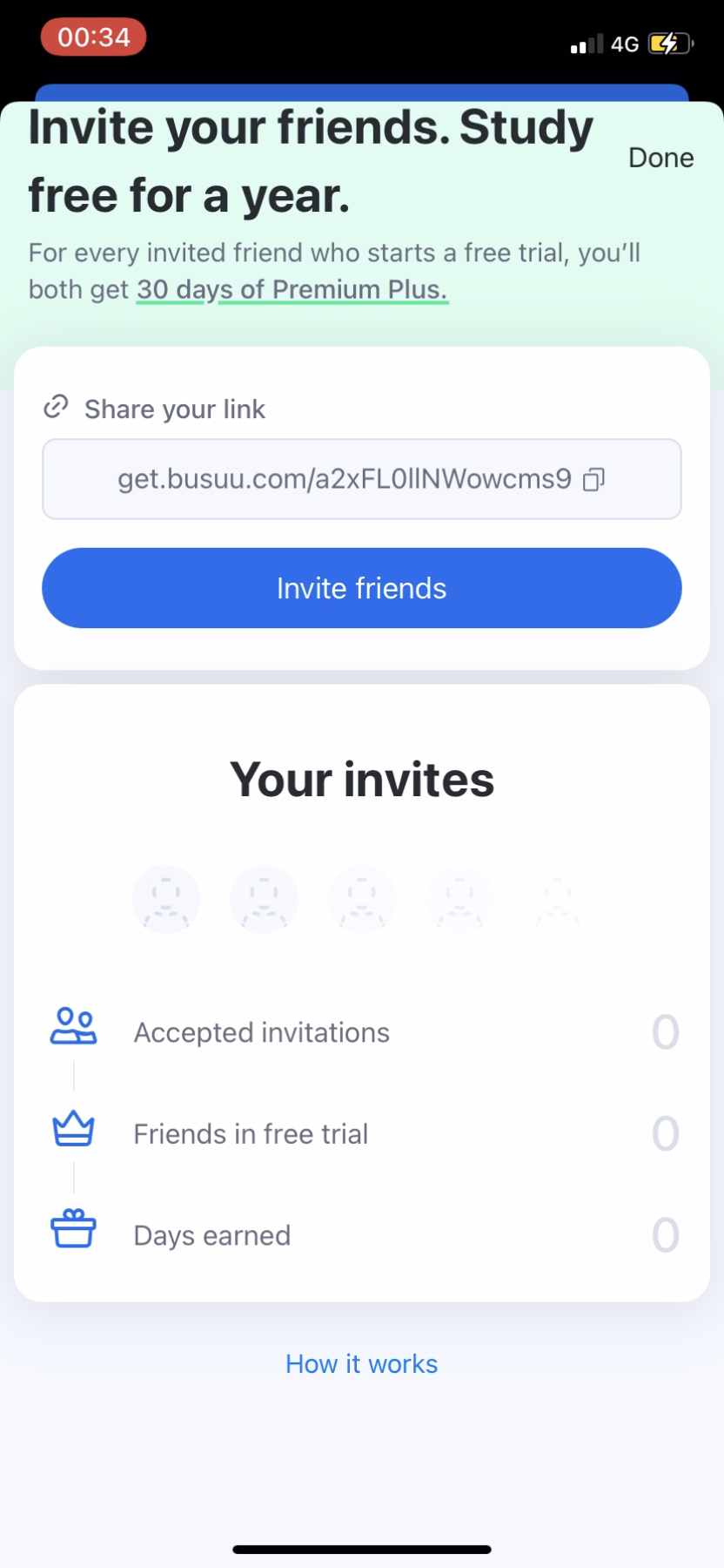 Busuu - Invite a friend - Screen 2