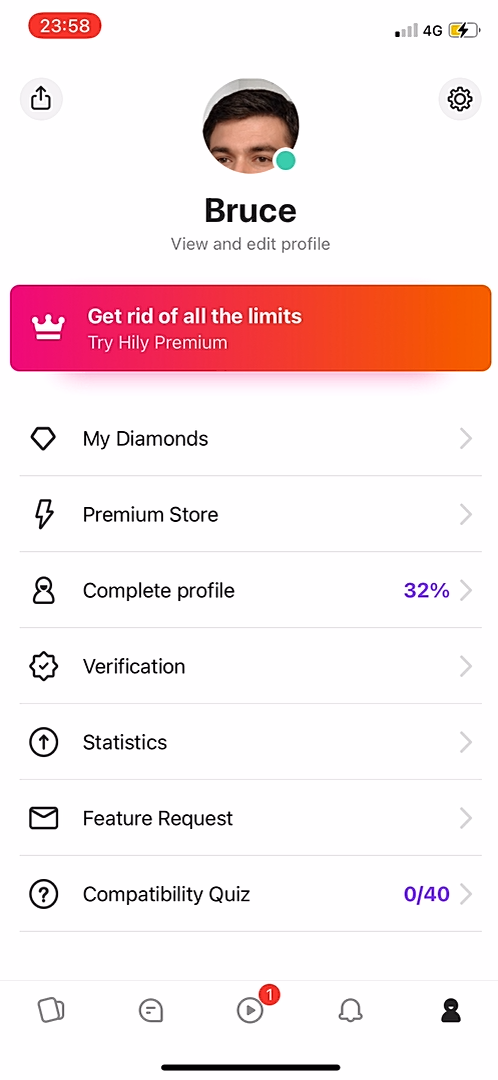Hily - Buying credits - Screen 1