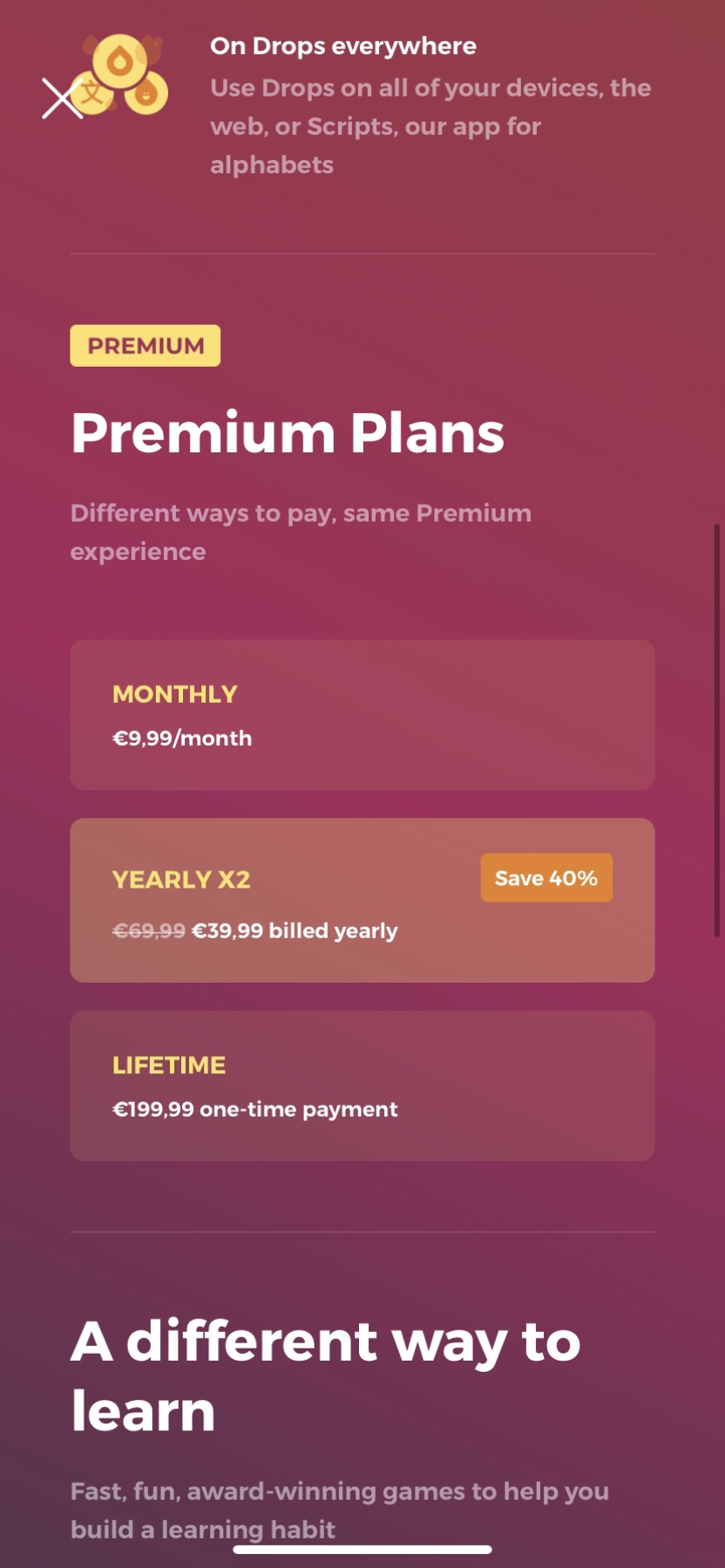 Drops - Upgrading - Screen 3