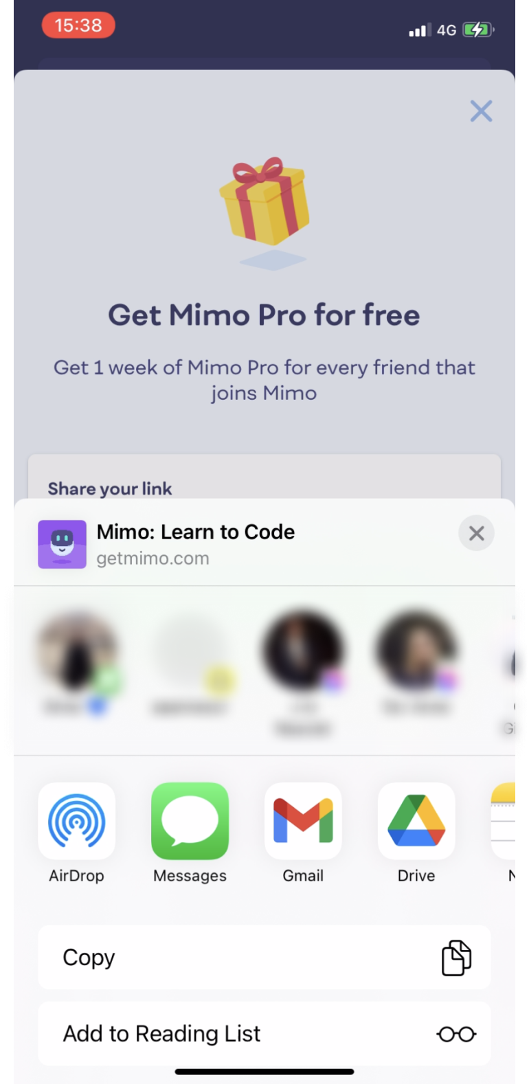 Mimo - Invite a friend - Screen 3