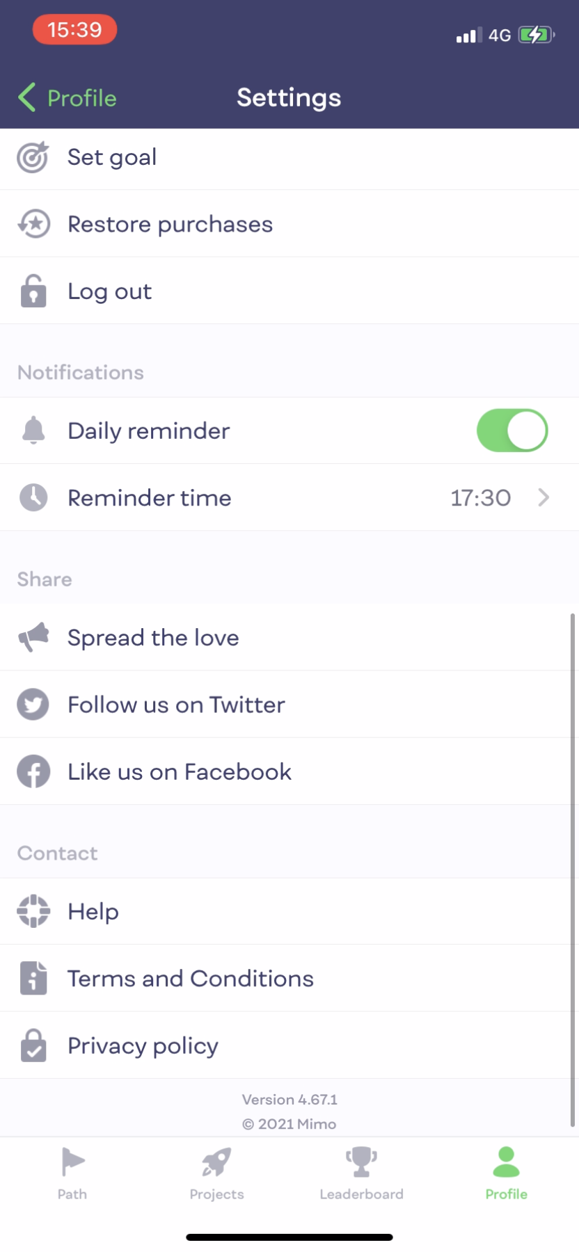 Mimo - Settings - Screen 3