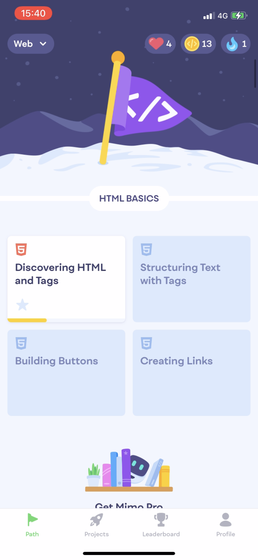 Mimo - Doing a session - Screen 1