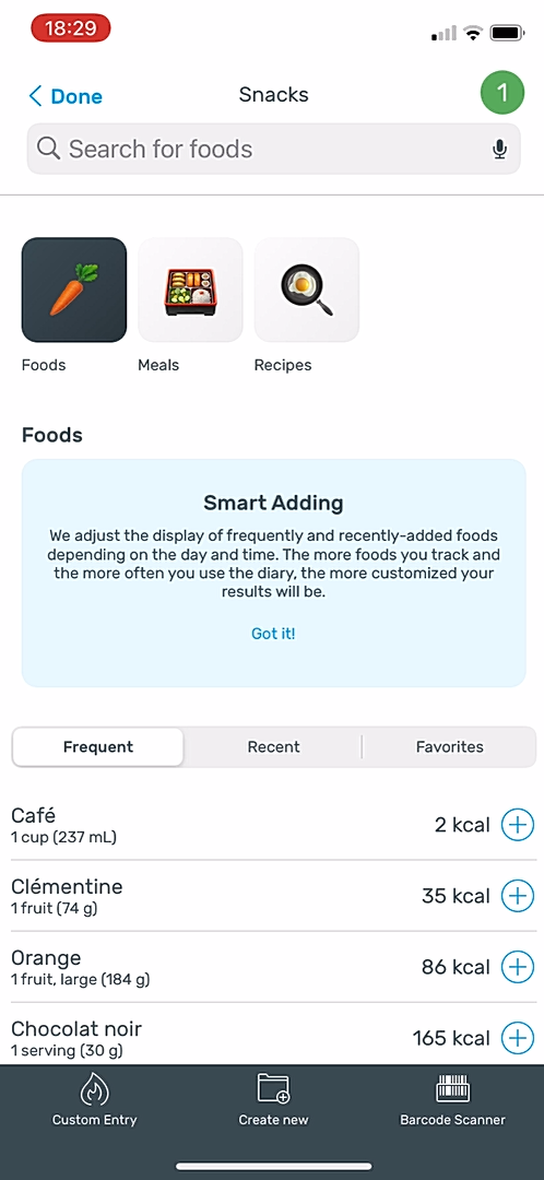 Yazio - Completing a diary - Screen 7