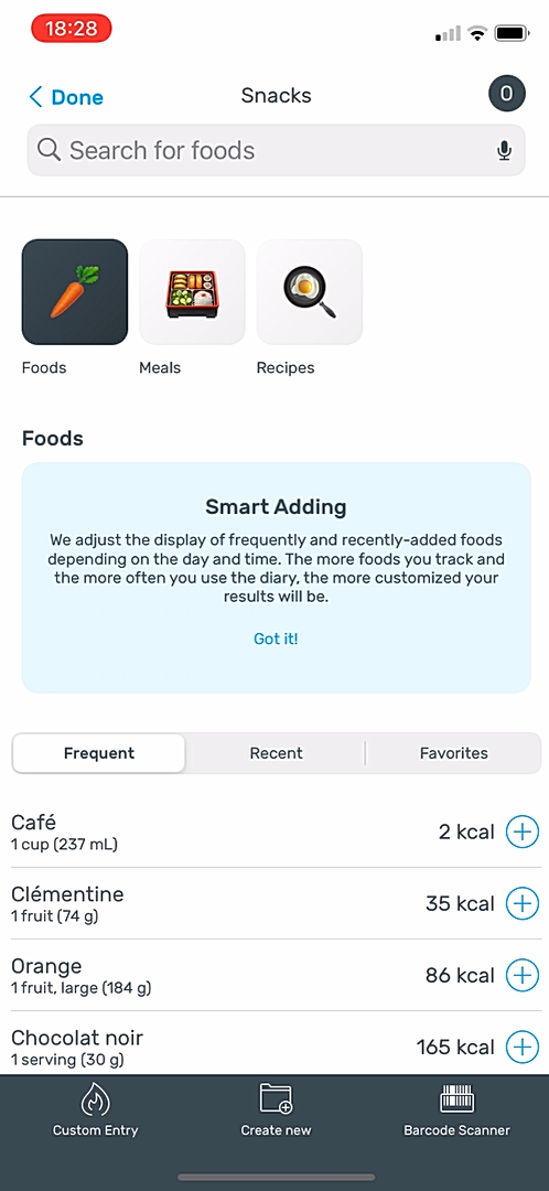 Yazio - Completing a diary - Screen 3