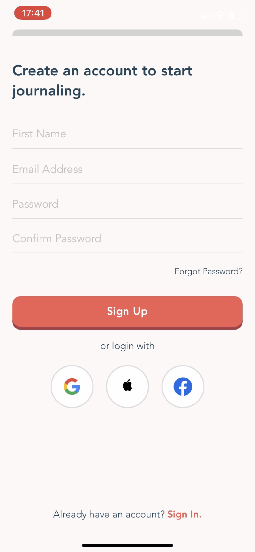 Wellnest - Completing a diary