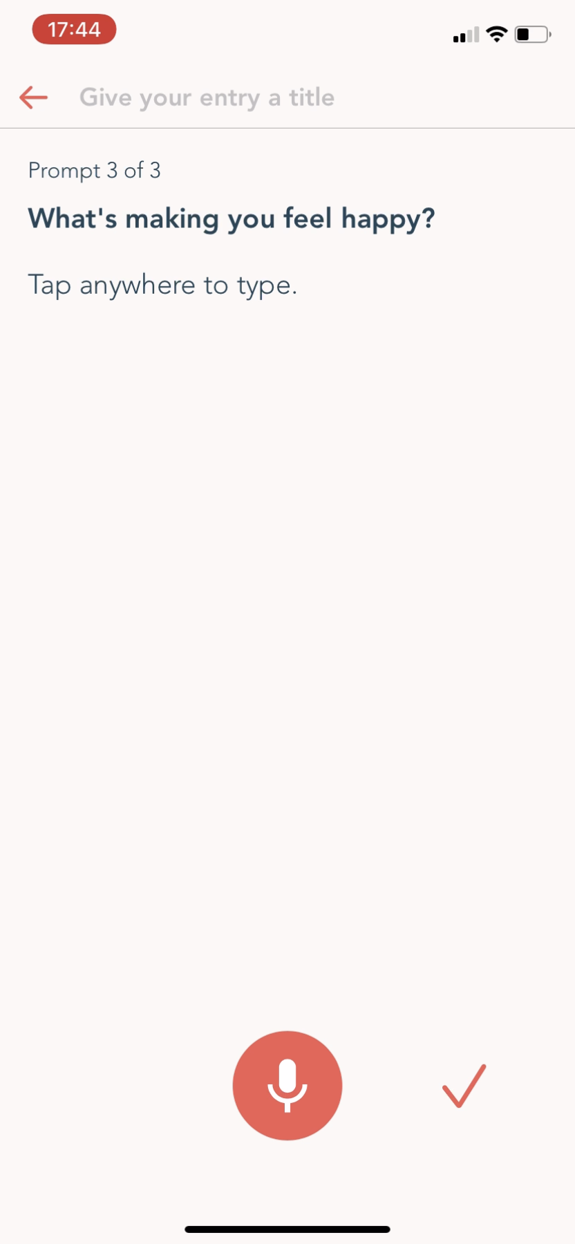 Wellnest - Completing a diary - Screen 22