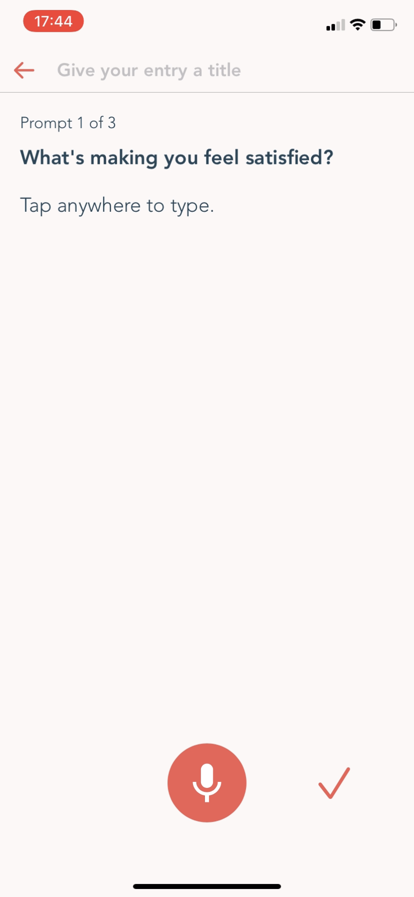 Wellnest - Completing a diary - Screen 20