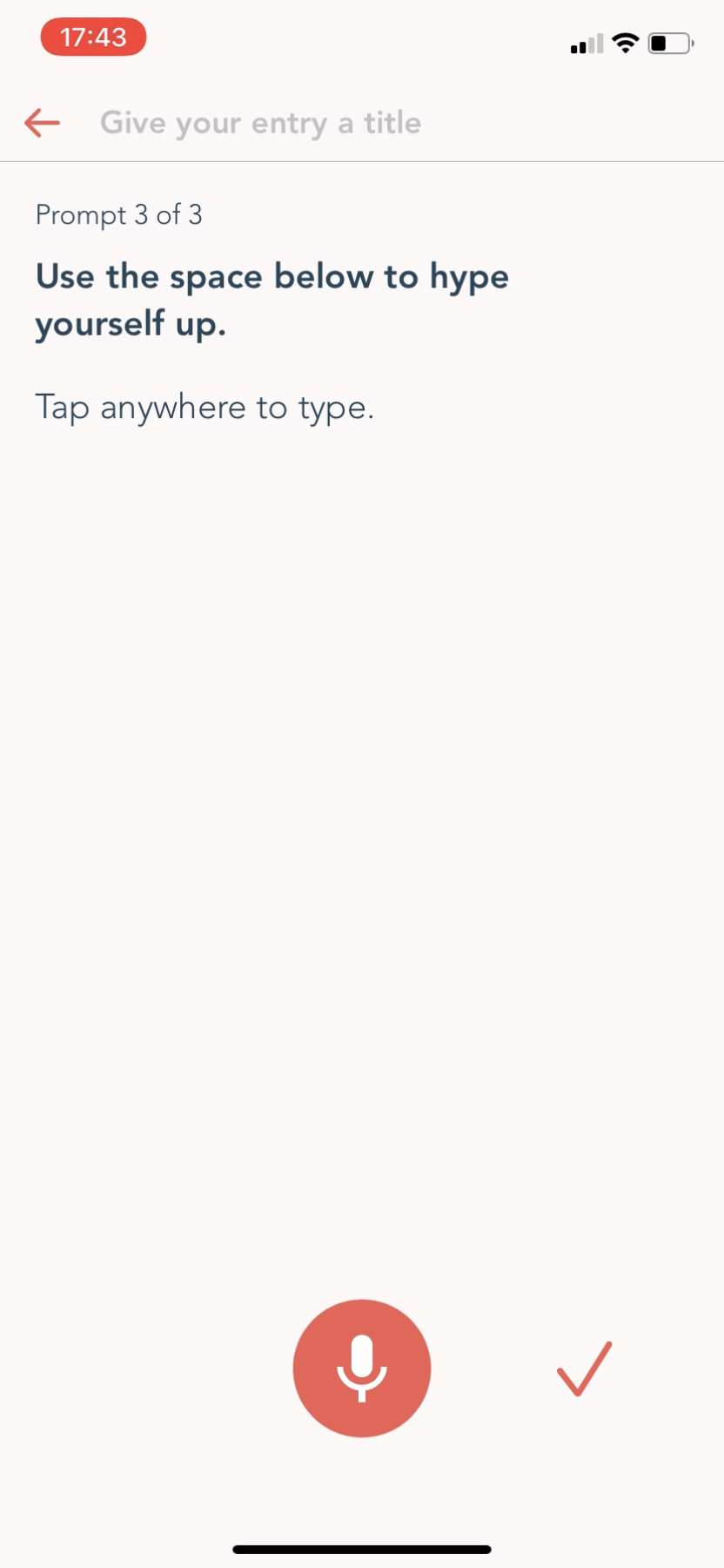 Wellnest - Completing a diary - Screen 15