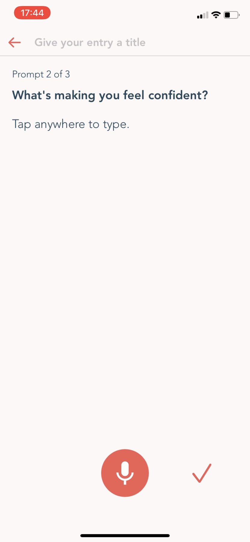 Wellnest - Completing a diary - Screen 21