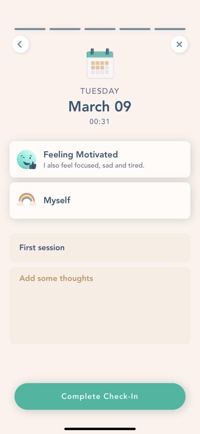 Bloom - Completing a diary - Screen 12