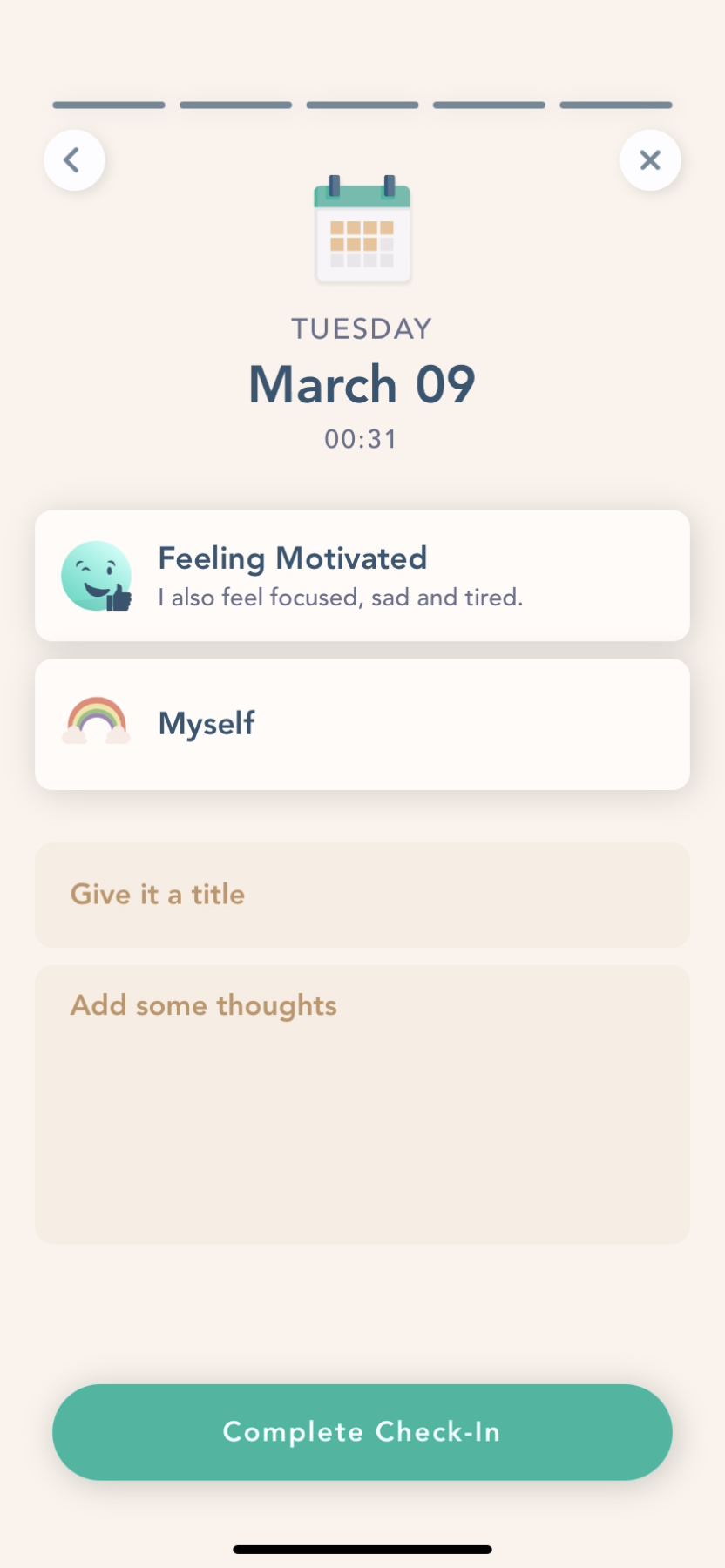 Bloom - Completing a diary - Screen 10