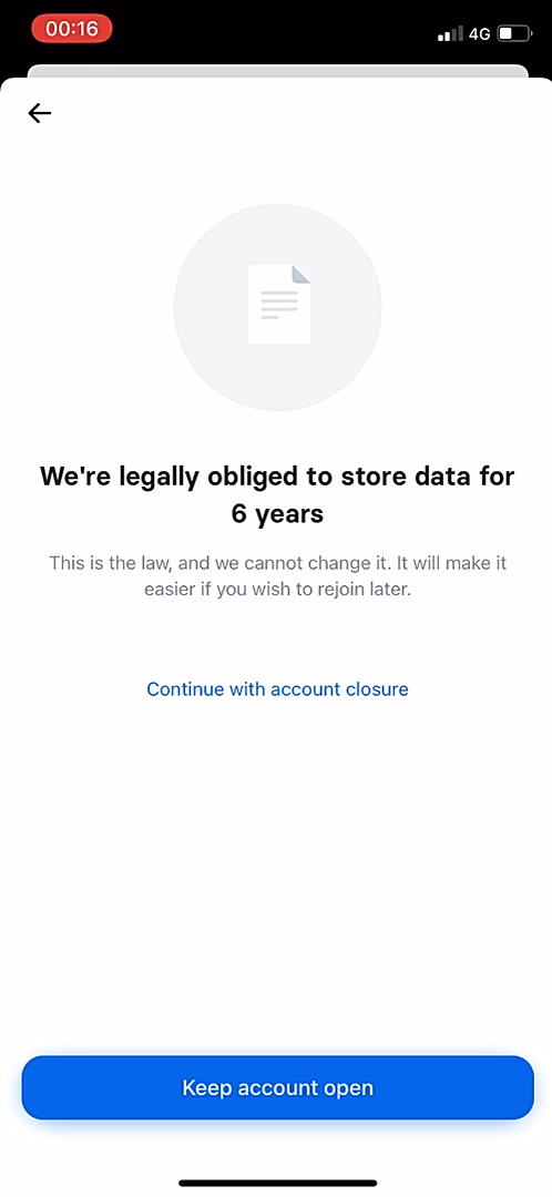 Revolut - Closing account - Screen 6