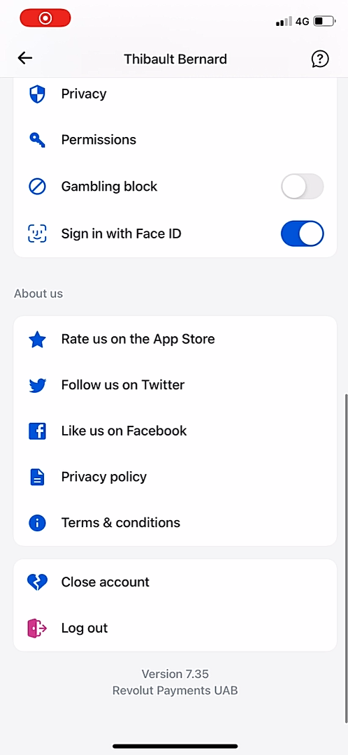 Revolut - Closing account - Screen 3