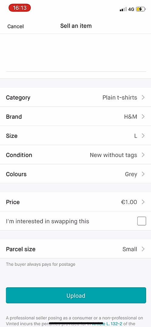 Vinted - Adding something - Screen 14