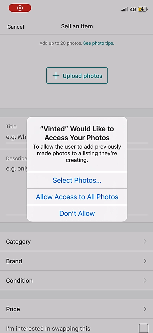 Vinted - Adding something - Screen 2