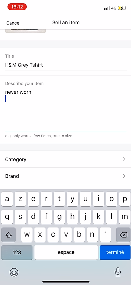 Vinted - Adding something - Screen 5