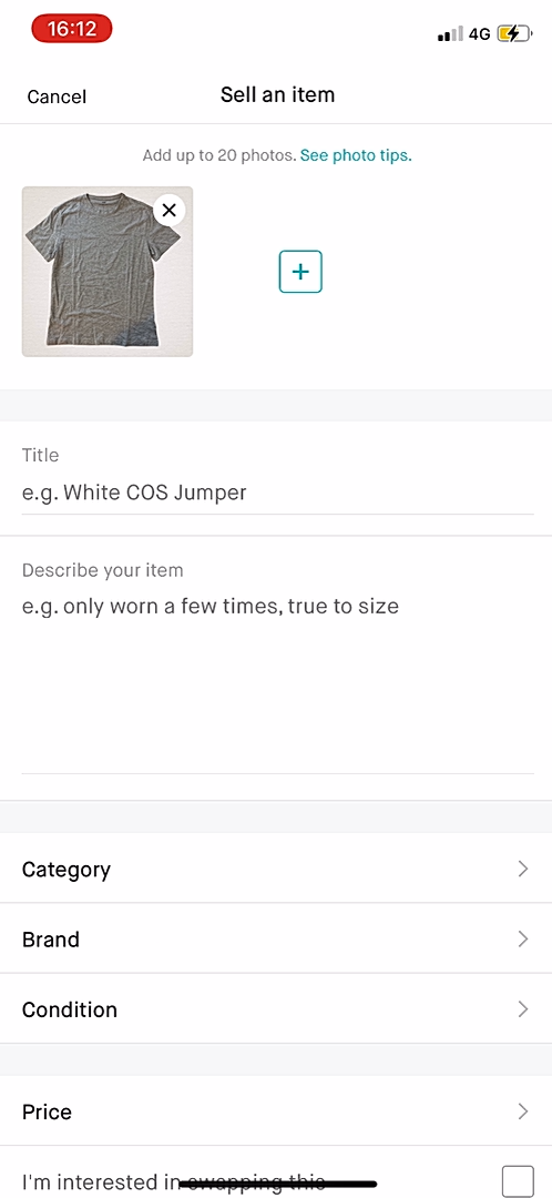 Vinted - Adding something - Screen 4