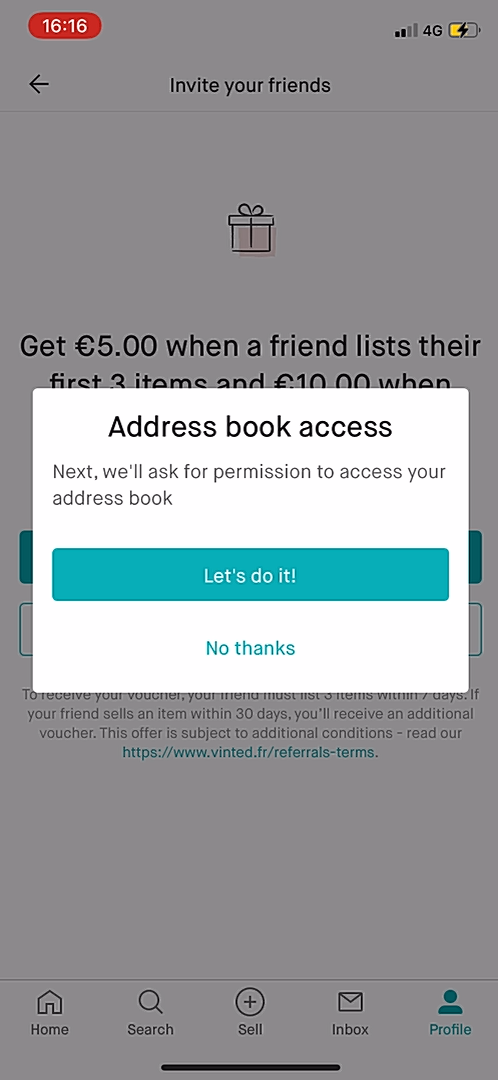 Vinted - Invite a friend - Screen 3