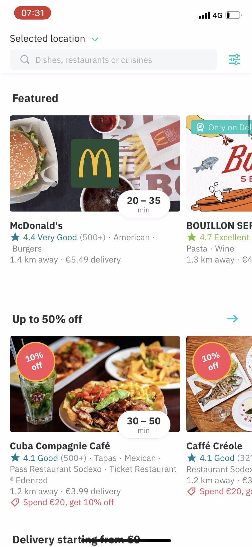 Deliveroo - Navigation