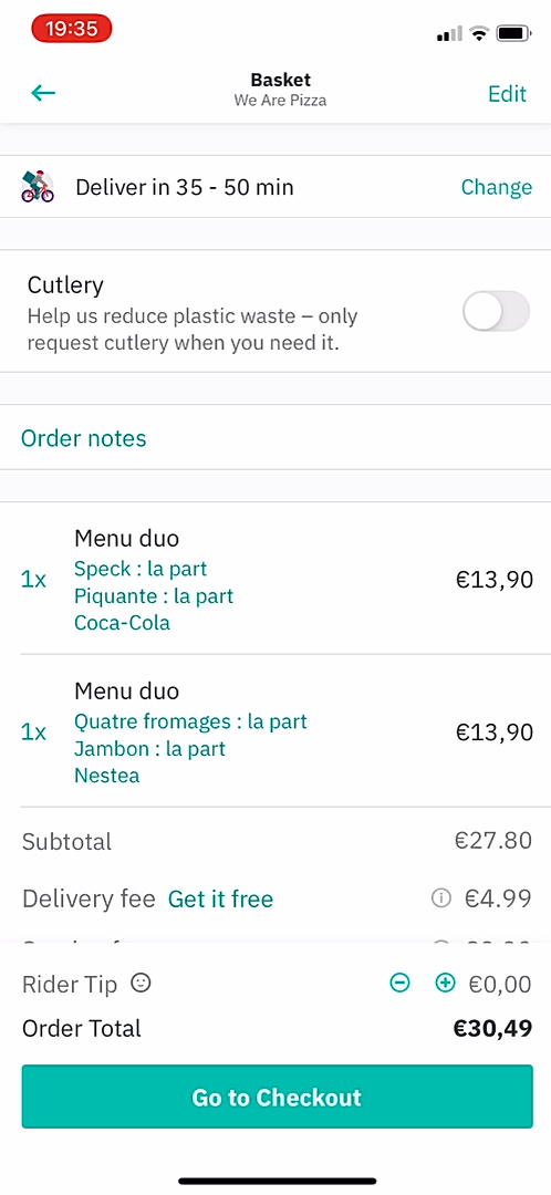 Deliveroo - Buying something - Screen 8
